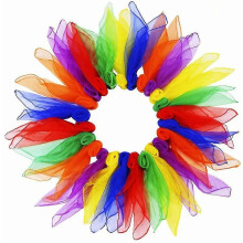 Pack of 24 juggling towels, dance towels, juggling scarves, gymnastic towels for kindergarten, children's show, belly dance, 60 x 60 cm (24 pieces of