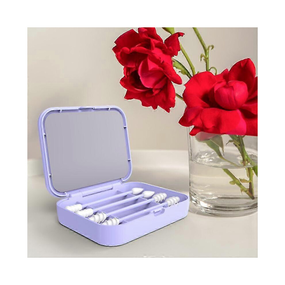 (02 4pcs) 4/2pcs With Box Cotton Swab Reusable  Ear Cleaning Sticks Makeup Applicator Remover