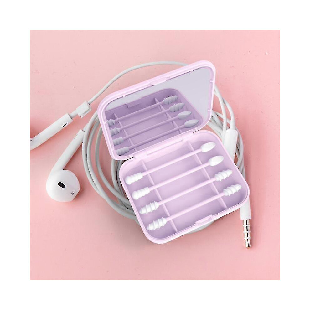 (05 4pcs) 4/2pcs With Box Cotton Swab Reusable  Ear Cleaning Sticks Makeup Applicator Remover
