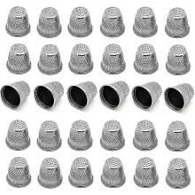 30pcs Silver Toned Vintage Diy Crafts Metal Sewing Thimbles, Sewing Thimble (size (approx):19mm X 18mm)
