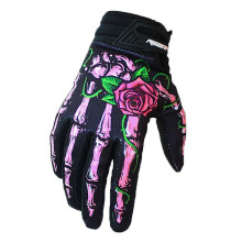 (pink500) Skull Rose Motocross Bicycle Gloves Mtb Off-road Mountain Bike Guantes Motorcycle Hard Shell Gloves Outdoor Sport Cycling Glove