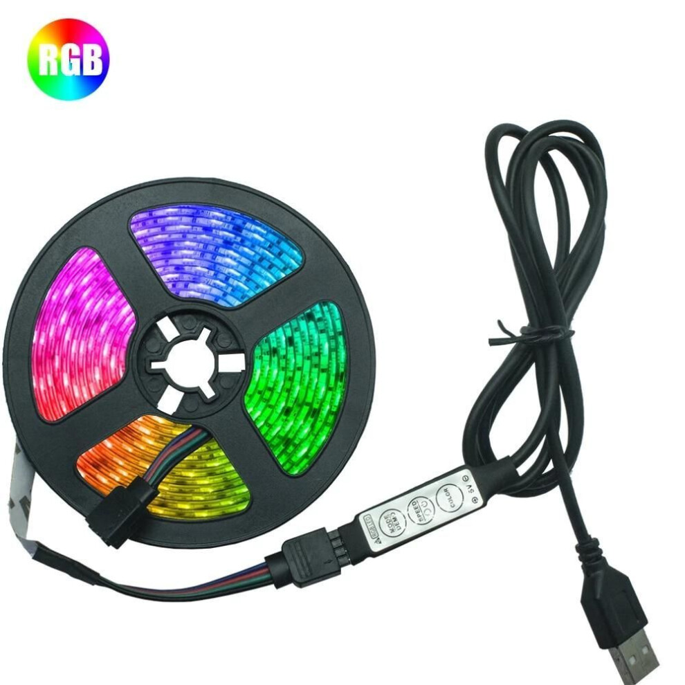(multicolor, 4M) Led Strip Lights Rgb 2835 Decoration 3key Control Usb Cable Flexible Lamp Tape Diode Dc5v Desk Backlight Ribbon Lighting