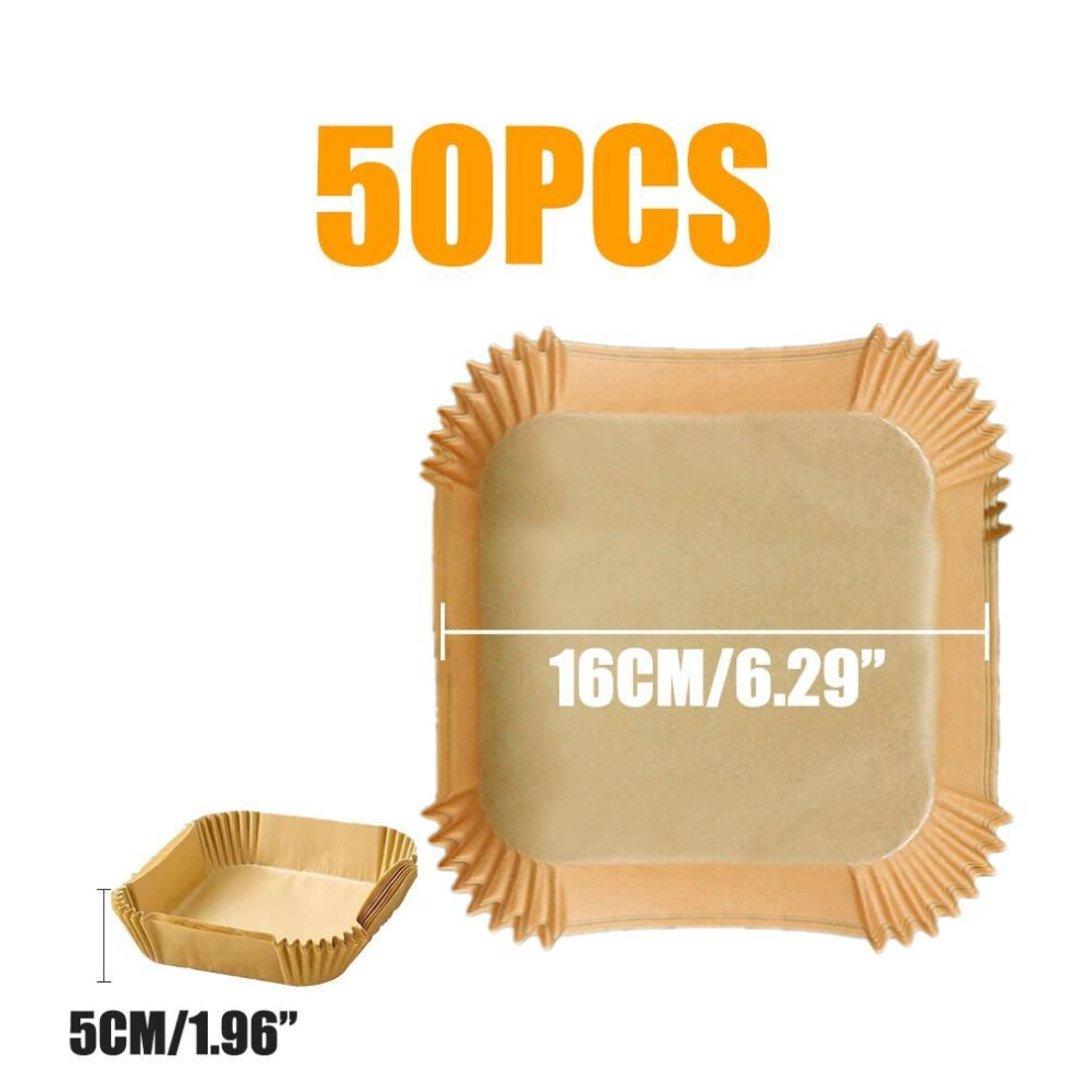 (50PCS-16cm Square) 50pcs Large 23cm Air Fryer Disposable Baking Paper Liner Non-stick Oil-proof Mat Steamer Square Round Parchment For Microwave Oven Kitchen Cookers