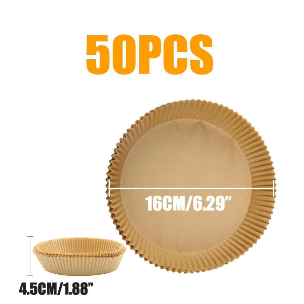 (50PCS-16cm Round) 50pcs Large 23cm Air Fryer Disposable Baking Paper Liner Non-stick Oil-proof Mat Steamer Square Round Parchment For Microwave Oven Kitchen Cookers