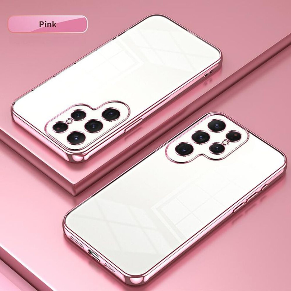 (pink, Samsung Galaxy S21 FE) Electroplated Clear Phone Case For Samsung Galaxy S24 Ultra S23 S22 S21 FE Plus A15 A25 A35 A55 A14 A24 A34 A54 A13 A53 A73 A52 A12 M32 M12 Back Cover