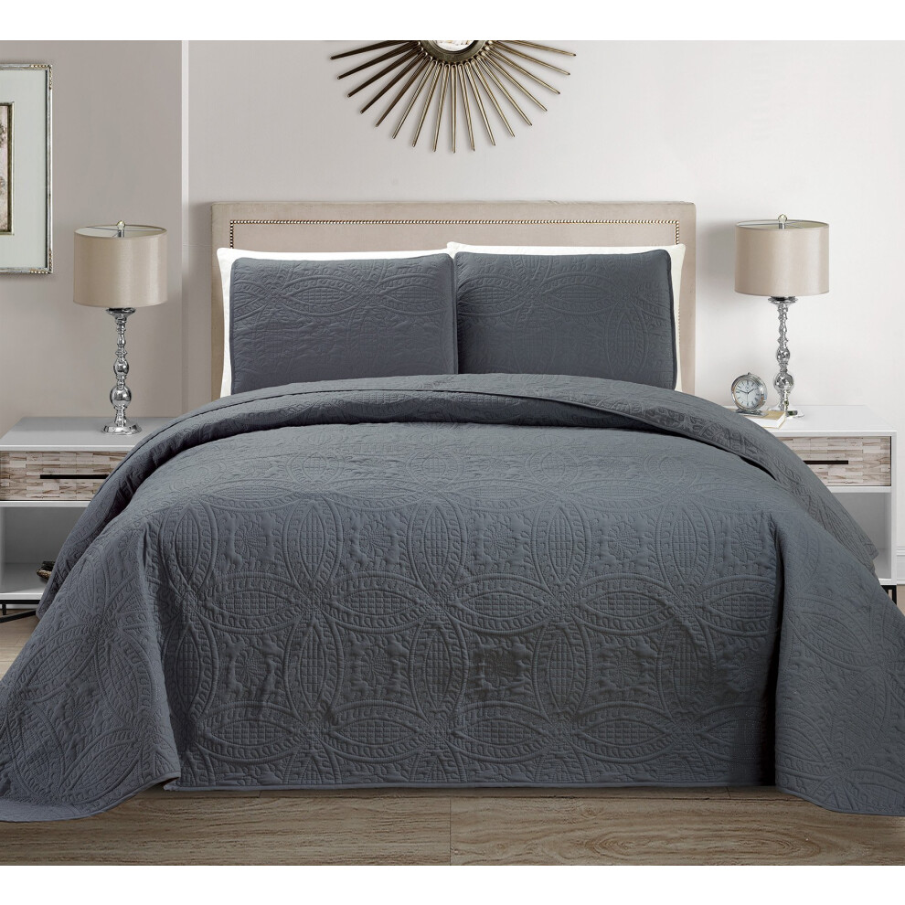 Couvre-lit 3 pi   ces en relief uni pour lit double/queen de la collection MK