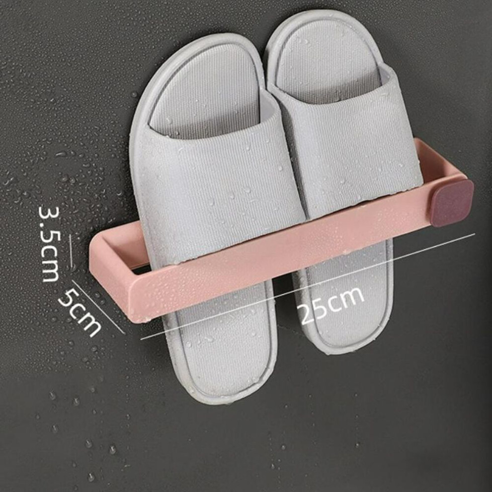 (pink) Wall Mounted One Piece Shoe Rack Bathroom Slipper Shelf No Punching Space Saving Shelf Bathroom Hanging Holder