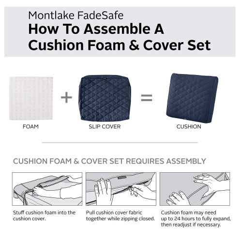 Classic Accessories Montlake FadeSafe Almofada de Lounge Resistente à Água 25 x 22 x 4 Polegadas, Azul Marinho 2
