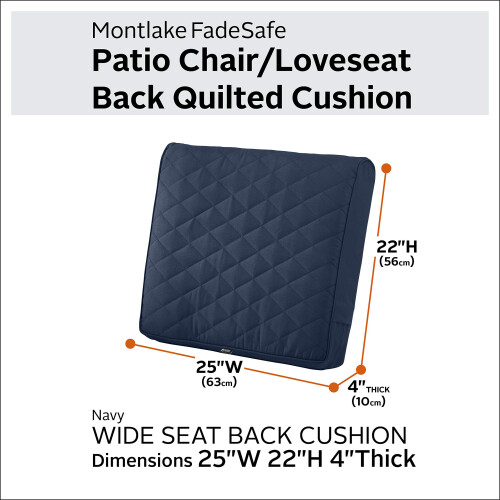 Classic Accessories Montlake FadeSafe Almofada de Lounge Resistente à Água 25 x 22 x 4 Polegadas, Azul Marinho 1
