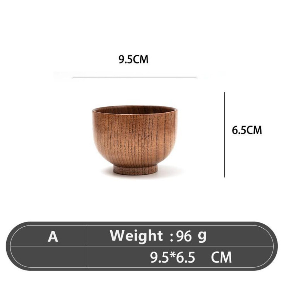 (A) Japanese Style Wooden Bowl Jujube Wooden Bowl Creative Children&apos;s Rice Bowl Large Round Soup Bowl Tableware