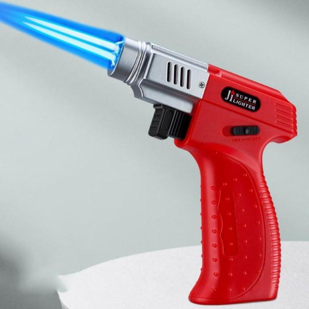 (red) Electric Gas Lighter Kitchen Cooking Jet Turbine Lighter High Capacity Unusual Creative Windproof Barbecue Airbrush Camping Jewelry Metal Welded Gifts