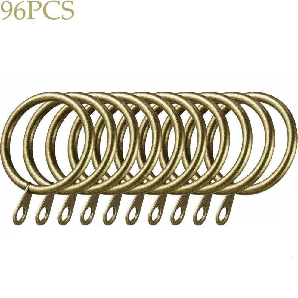 (brass, 96PCS) Home Practical Metal Heavy Duty For Curtains Rods Hanging Hooks Roman Circle Curtain Rings