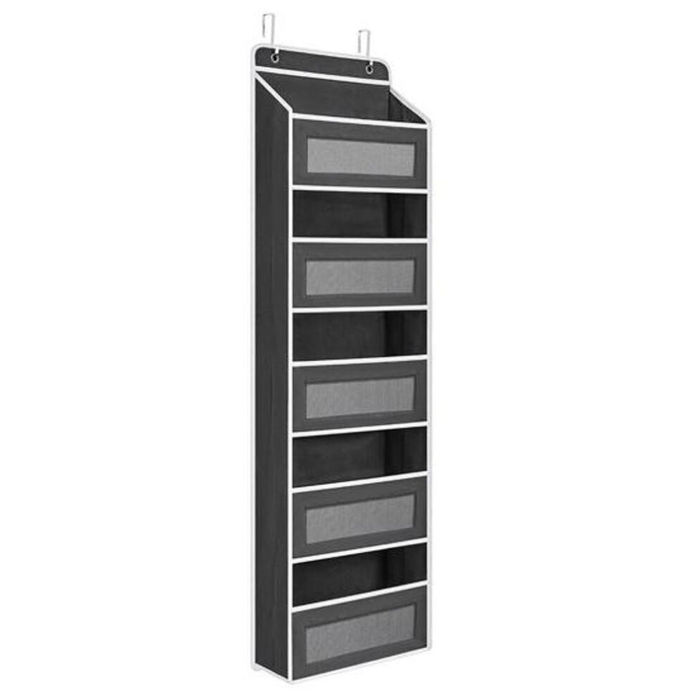 (black) Storage Bag Door Hanging Organizer With Multiple Compartments Large Capacity Easy Assembly