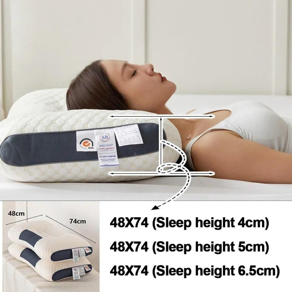 (as the picture, Low) New 3D Spa Massage Pillow Partition To Help Sleep And Protect The Neck Pillow Knitted Cotton Pillow Bedding
