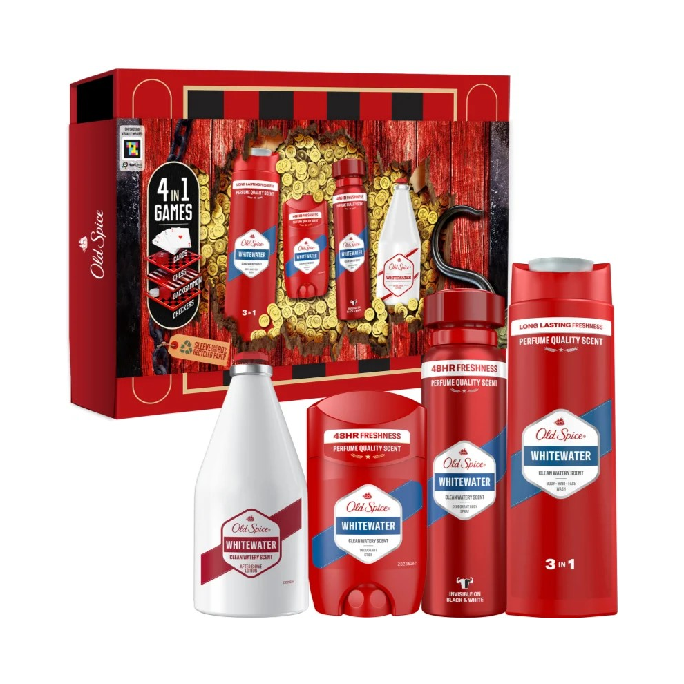 Old Spice Whitewater 4pc Gift Set + 4in1 Games 100ml Aftershave