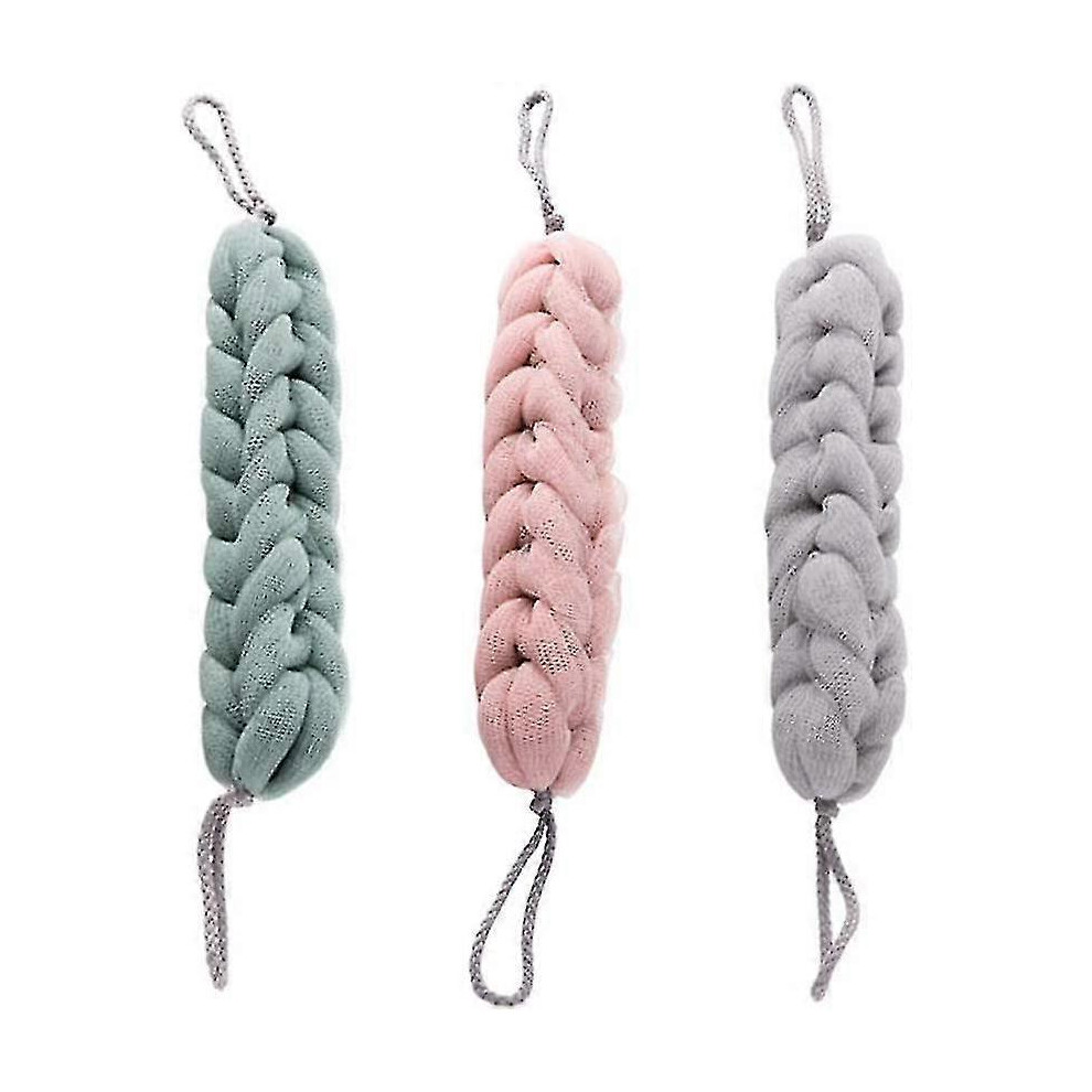 3pcs Back Scrubber Mesh Shower Pouf Loofahs Deep Exfoliating Bath Shower Puff Back Brush Sponges Removes Dead Skin Cells