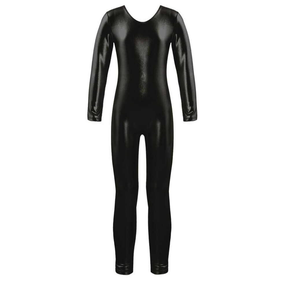 (black, 12-14 Years) Kids Girls Stylish Clothing Long Sleeves Ballet Dance Gymnastics Leotard Jumpsuit Dancewear