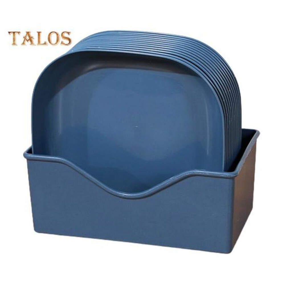 (blue) 12pcs Fruit Dish With Storage Holder Tableware Dishwasher Safe Strong Table Garbage Appetizer Plate Tray Kitchen Gadgets