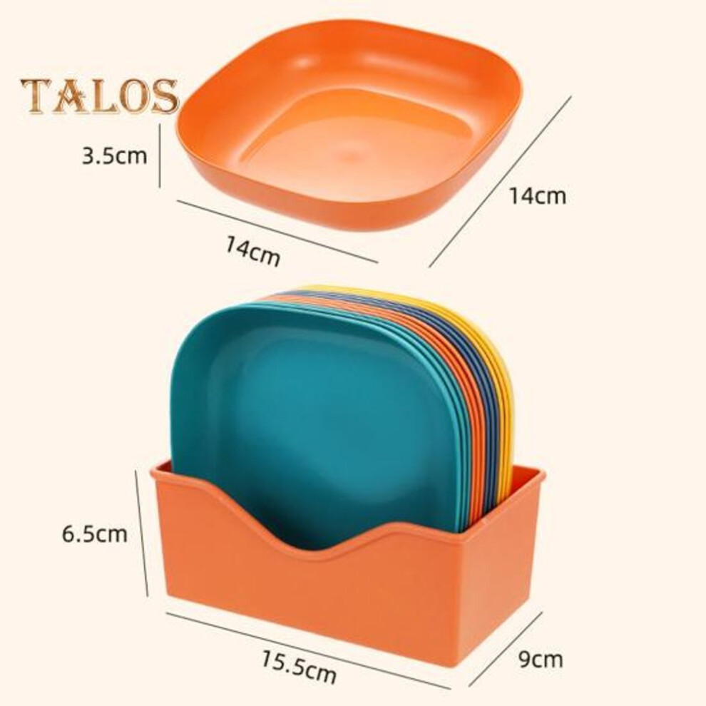 (yellow) 12pcs Fruit Dish With Storage Holder Tableware Dishwasher Safe Strong Table Garbage Appetizer Plate Tray Kitchen Gadgets