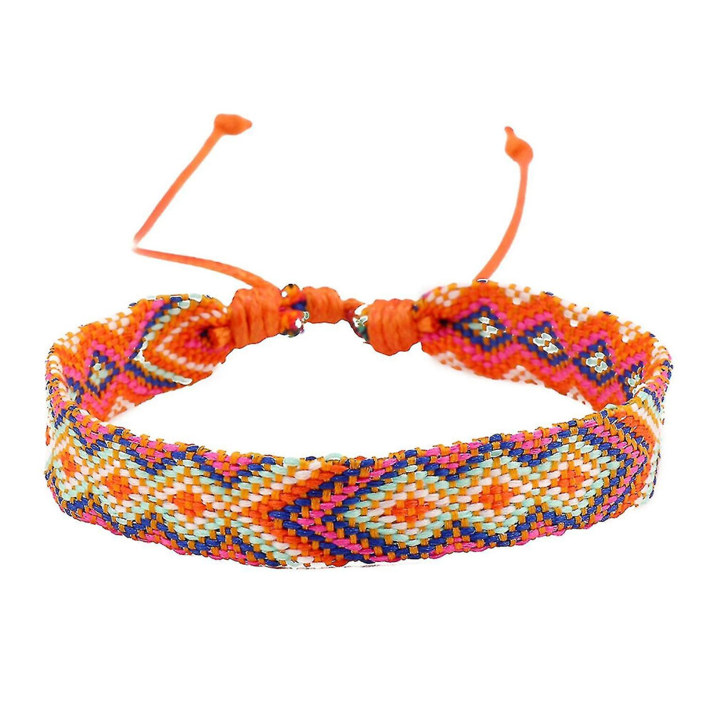 (H, One size) Couple Bracelet Handmade Braided Woven Colorful Geometric Pattern Soft Gift Adjustable Ethnic Bohemi - JXLGV-image-OPC-PG62HQK-NEW