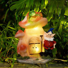Solar Powered Night Light Ornament Cartoons Dwarf Garden Balcony Dwarf Resin Handicraft Decoration Flye257013
