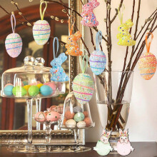 12PC Easter Eggs Colorful Foam Particles Simulation Carrot Holiday Decoration Set Decoration Decoration Eggs Hanging Toys Flye256850