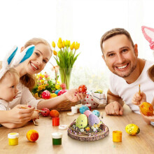 Easter Decoration Rattan Bird Nests Foam Colored Eggs Easter Table Decoration Scene Decoration Flye257184
