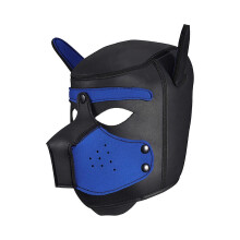 (Blue, One size) Adults Neoprene Puppy Hood Mask, Removable Cosplay Dog Full Face Pup Hood Mask For Halloween Cosplay