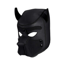 (Black, One size) Adults Neoprene Puppy Hood Mask, Removable Cosplay Dog Full Face Pup Hood Mask For Halloween Cosplay