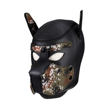 (Camouflage, One size) Adults Neoprene Puppy Hood Mask, Removable Cosplay Dog Full Face Pup Hood Mask For Halloween Cosplay