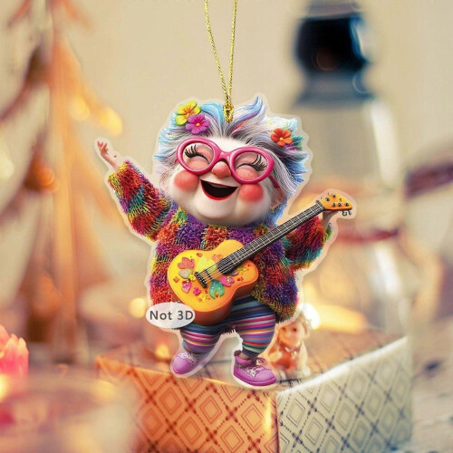 Granny Playing Guitar 2D Acrylic Pendant Flye257061