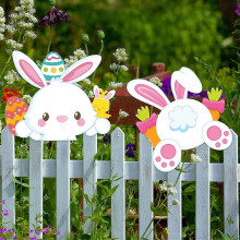 (B)2024 Easter Yard Plug Outdoor Fence Decorative Ground Plug Peeping Rabbits Flye256191