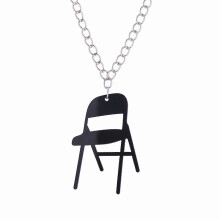 (Black)Folding Chair Necklace, Chair Sports Necklace, Campaign Chair Necklace Acrylic Backrest Small Chair Necklace