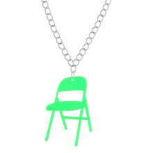(Green)Folding Chair Necklace, Chair Sports Necklace, Campaign Chair Necklace Acrylic Backrest Small Chair Necklace