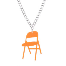 (Orange)Folding Chair Necklace, Chair Sports Necklace, Campaign Chair Necklace Acrylic Backrest Small Chair Necklace