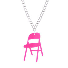 (Pink)Folding Chair Necklace, Chair Sports Necklace, Campaign Chair Necklace Acrylic Backrest Small Chair Necklace