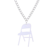 (White)Folding Chair Necklace, Chair Sports Necklace, Campaign Chair Necklace Acrylic Backrest Small Chair Necklace