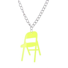 (Yellow)Folding Chair Necklace, Chair Sports Necklace, Campaign Chair Necklace Acrylic Backrest Small Chair Necklace