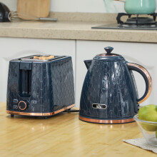 HOMCOM Kettle and Toaster Set 1.7L Fast Boil Kettle & 2 Slice Toaster Set Blue