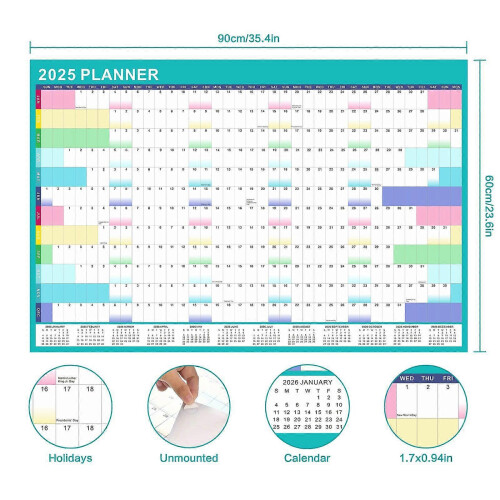 2025 Wall Mounted Erasable English Calendar Schedule Flye257338 2