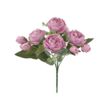 (Purple)5-Fork Embroidered Peony Vintage Silk Stems Of Artificial Flowers For Decoration Of Home Hotel Office Party Flye256977