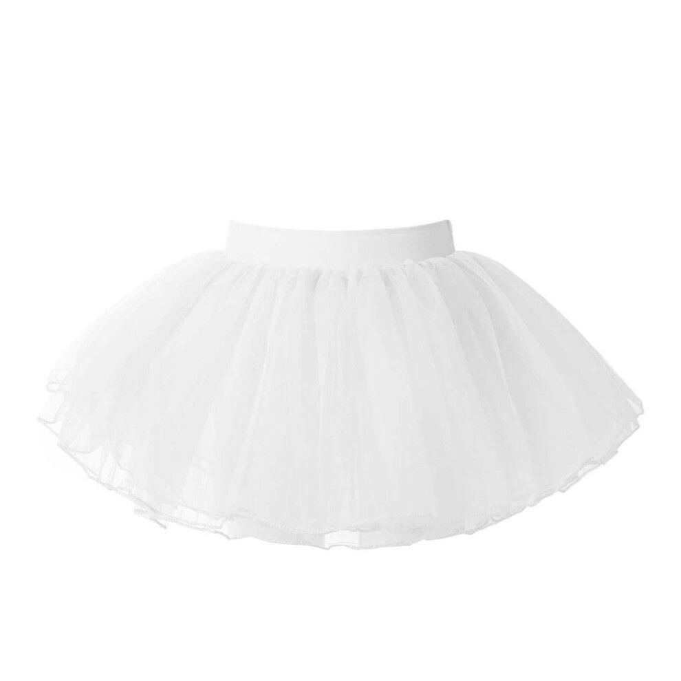 (white, 11-16 Years) Kids Girls Ballet Dance Tutu Skirt Basic Classic Elastic Waist 4 Layers Mesh Tulle Skirt Kid Ballet Practice Leotard Dance Dress