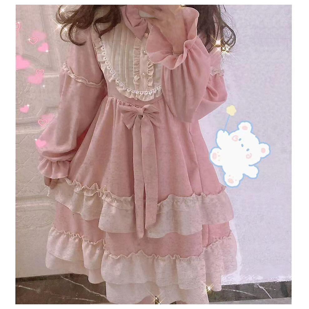 (Pink) Lolita Cosplay Dress Princess Brown Pink,Brown