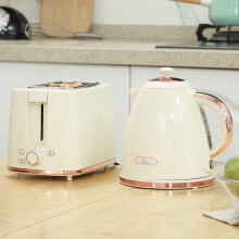 HOMCOM Kettle and Toaster Set 1.7L Fast Boil Kettle & 2 Slice Toaster Set Beige