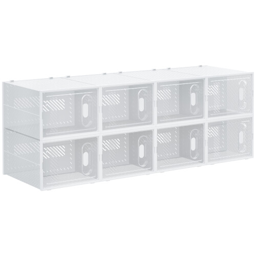 Homcom HOMCOM 8PCS Stackable Clear Plastic Shoe Storage Box for UK/EU Size 12/46 1