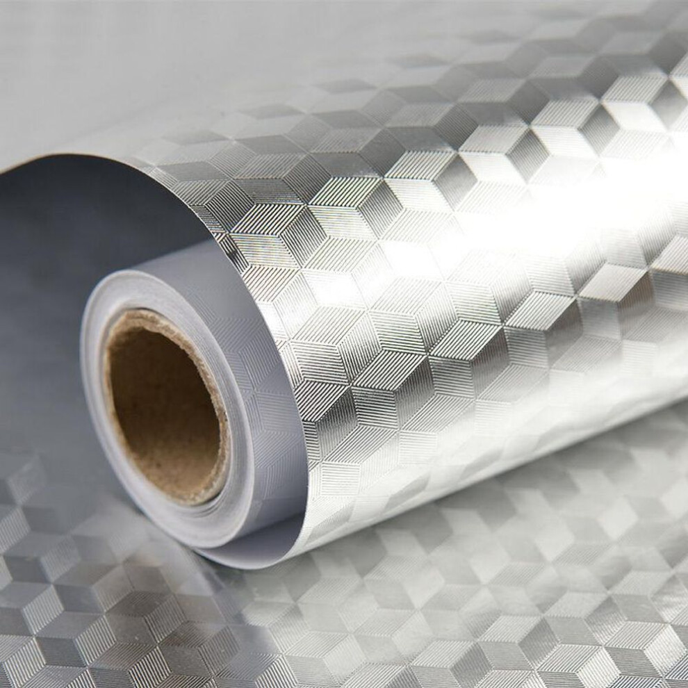 (silver, 60*1000 CM) Kitchen Oil-proof Self Adhesive Stickers Stove Anti-fouling High-temperature Aluminum Foil Wallpaper Cabinet Film Contact Paper