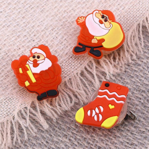 50PCS  LED Flashing Light Christmas Brooch Pins Mixed Style 2