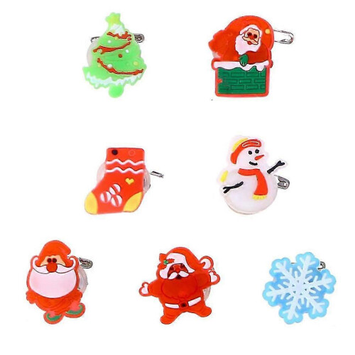 50PCS  LED Flashing Light Christmas Brooch Pins Mixed Style 1