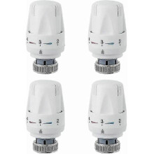 Thermostatic radiator head, 4 pieces, M30 x 1.5, compatible with washbasins, bathrooms and toilets, with anti-freeze and adjustment functions.