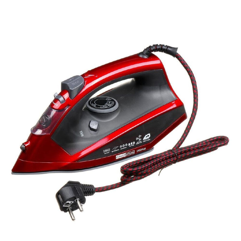 (red) 2500w Steam Iron For Clothes 4 Level Adjustable Vertical Electric Irons Travel Ironing Steamer